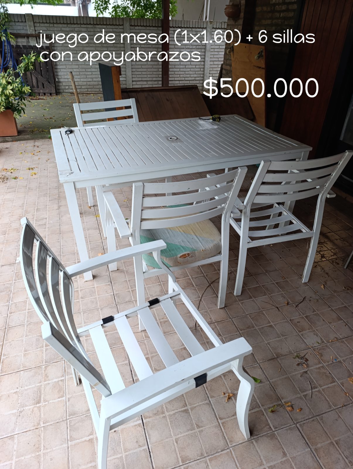 Juego de mesa y sillas x 6