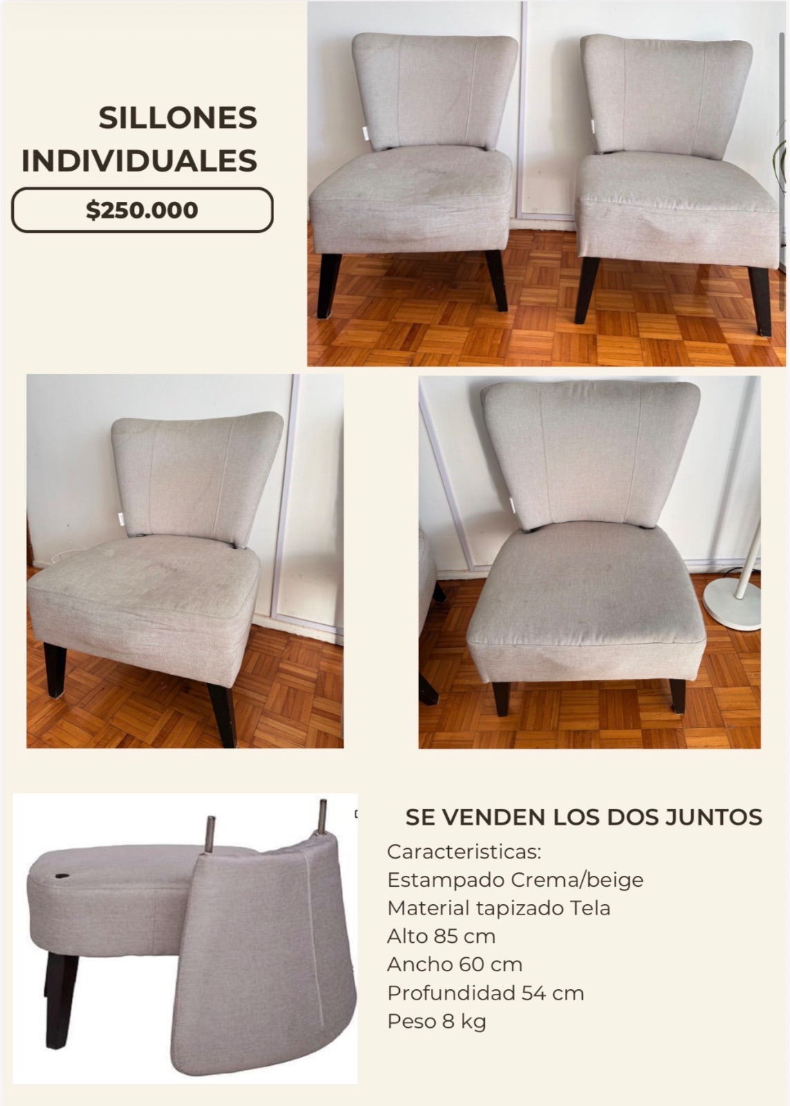 Sillones individuales (precio por los dos)