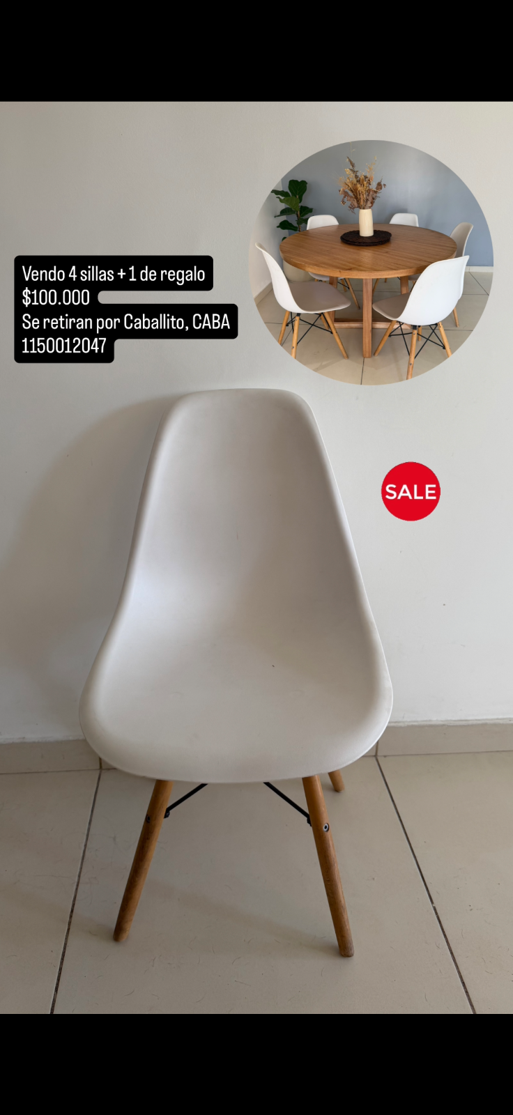 4 sillas de comedor + 1 de regalo