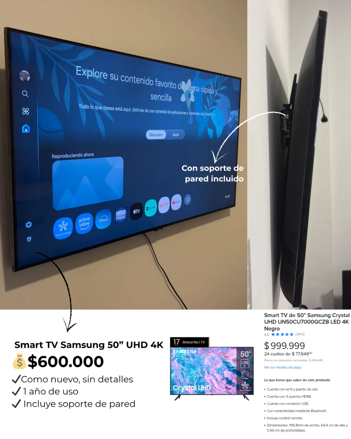 Smart TV Samsung 50” UHD 4K