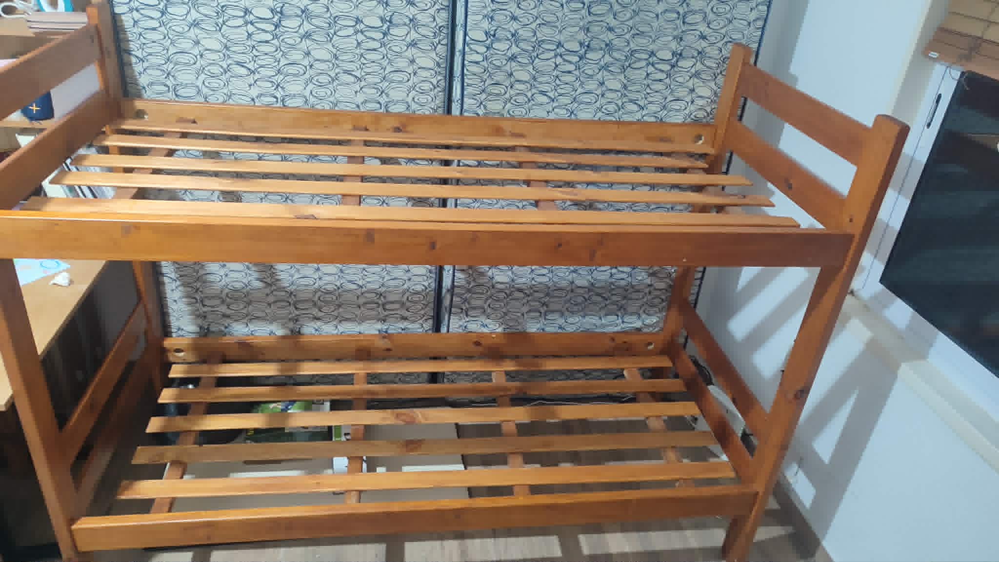 Estructura de cucheta de pino macizo de 1 plaza 