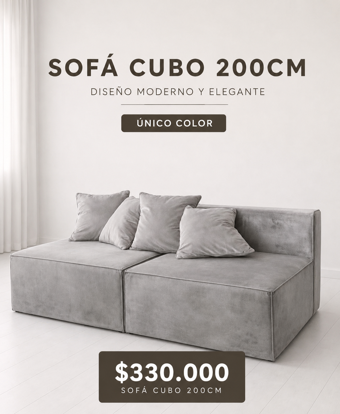 Sofá cubo 2 módulos 2.00 Mt totales 