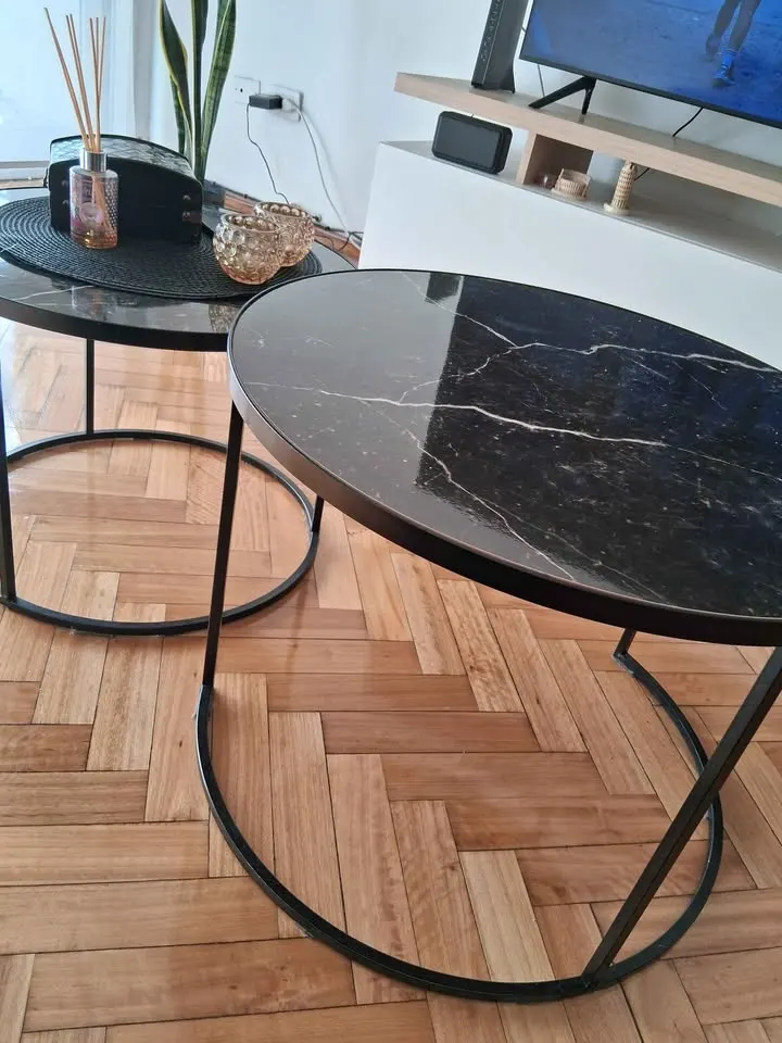 Juego Mesa ratona Negra simil marmol