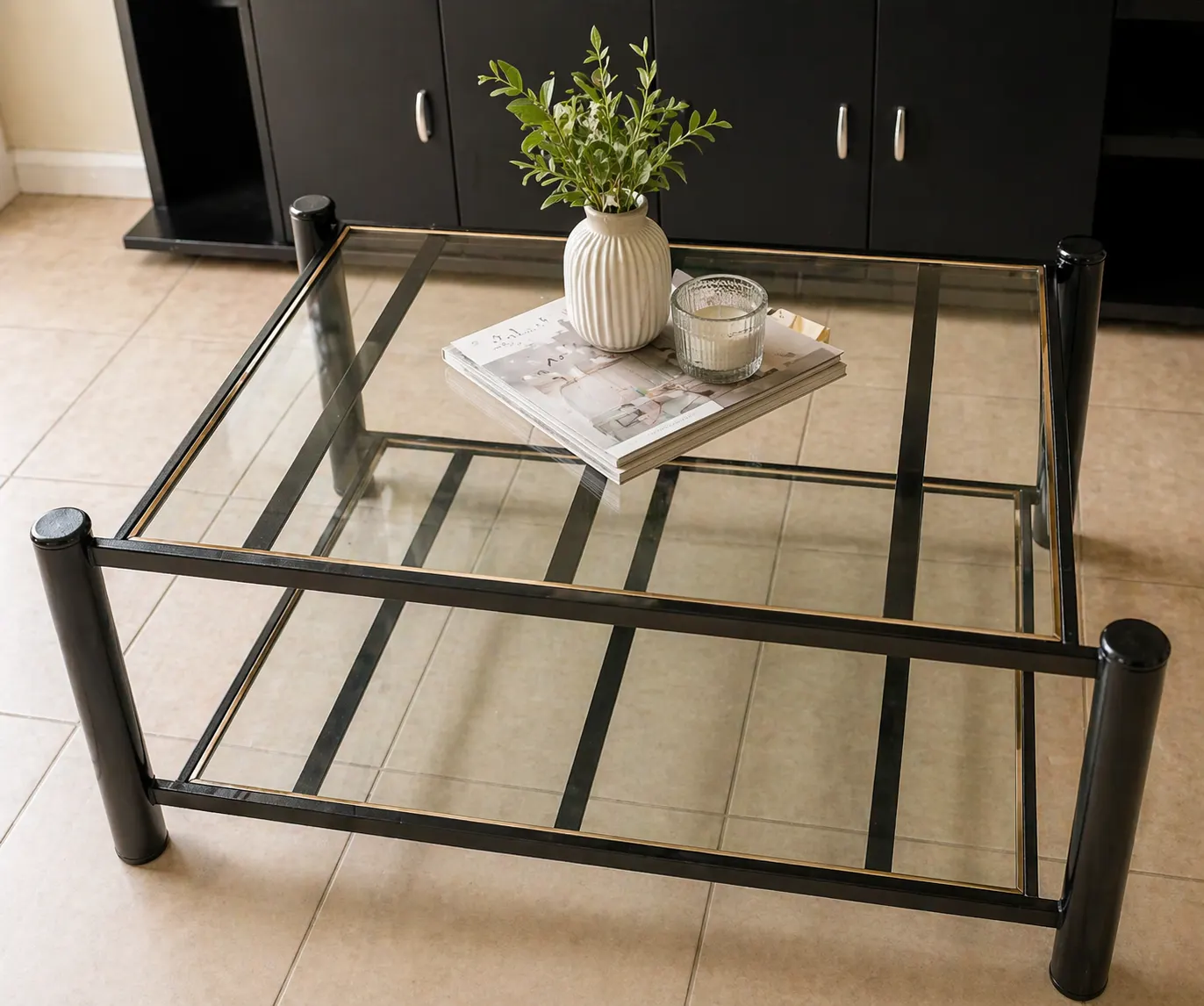 MESA DOBLE DE VIDRIO 