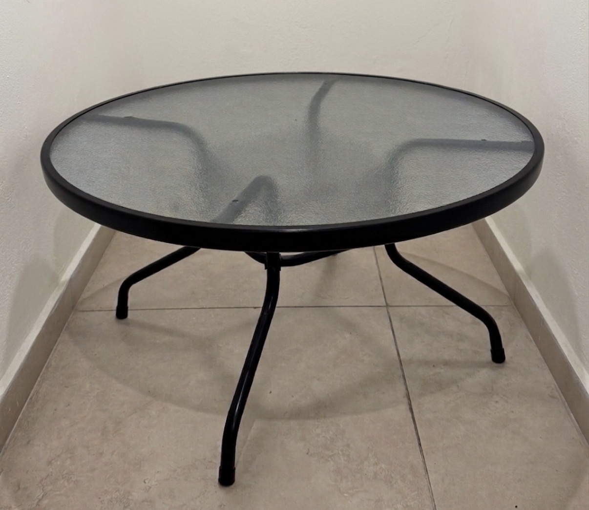 Mesa Redonda Jardín Vidrio Acero 86cm