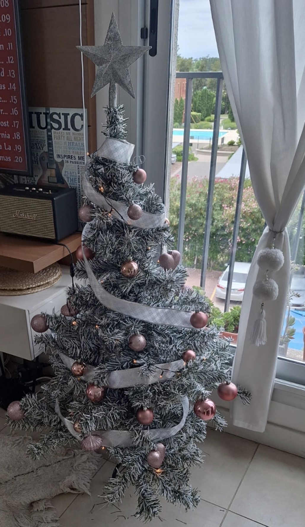 Árbol de navidad con las bolas y estrella 