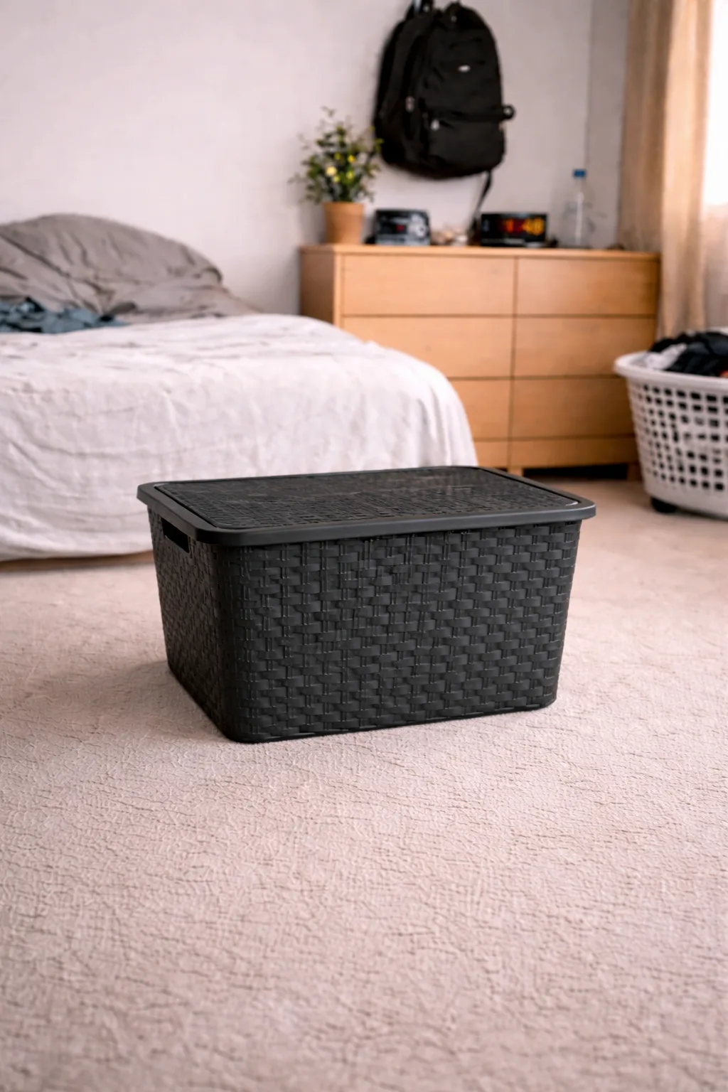 Caja organizadora mediana negra c/tapa