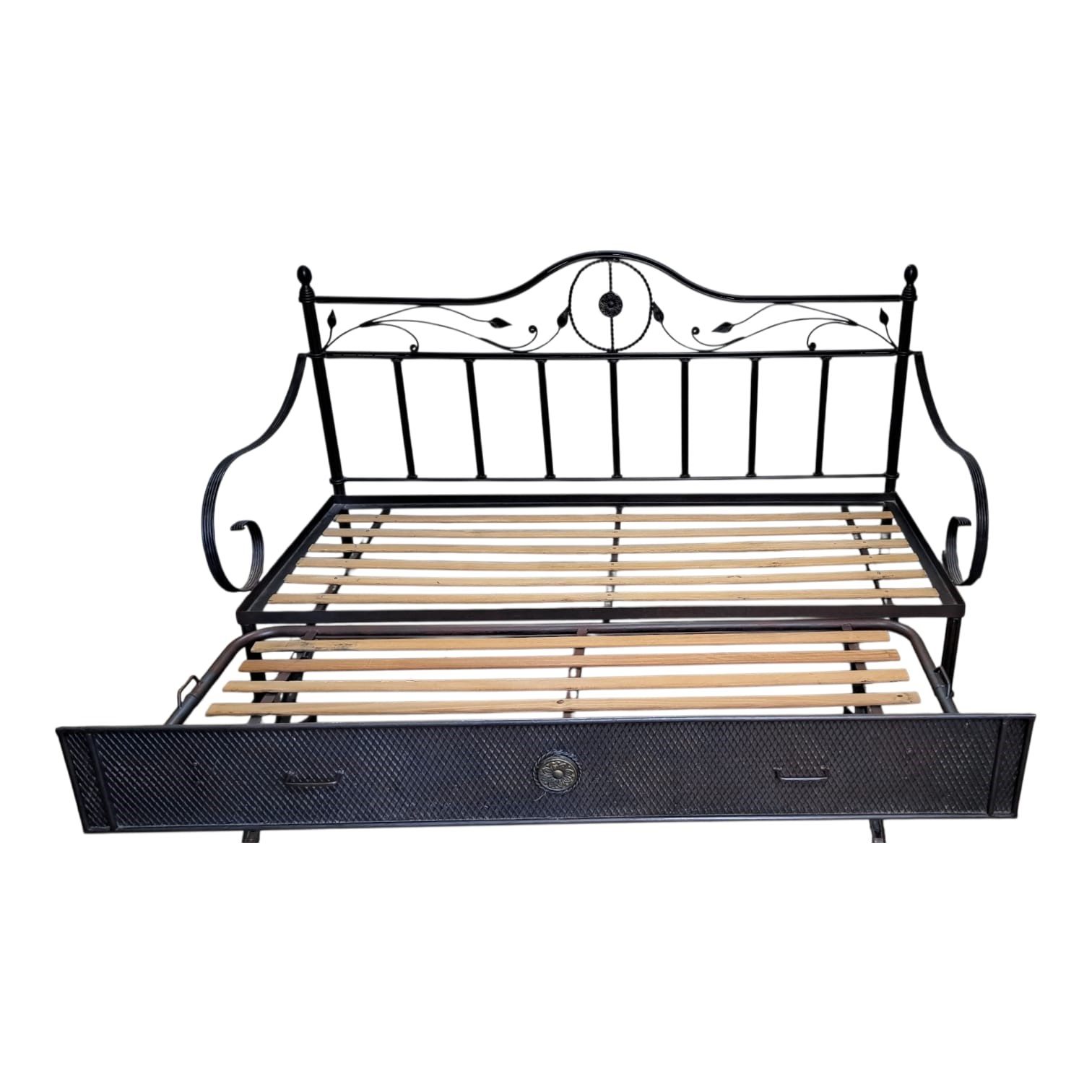 Sillon Divan Doble De Hierro Calipso Con Hojas Patinado Excelente Estado