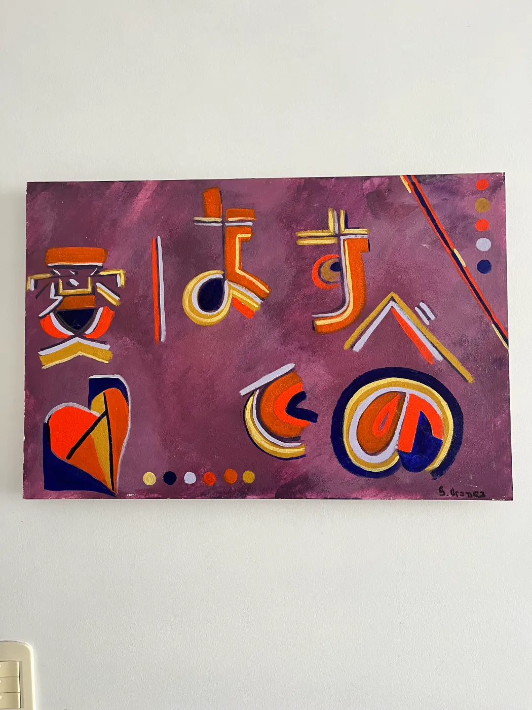 Cuadro Arte Japonés Moderno - Hiragana Abstracto - 50x75 